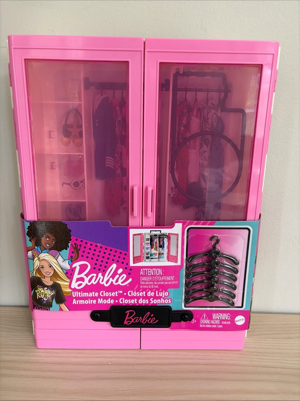 Barbie New! Pink Closet Storage Organizer with Hangers